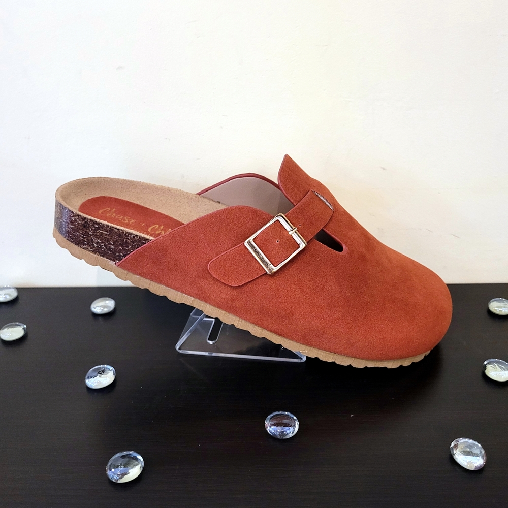 Chase + Chloe Suede Rust Color Mules - Picture 3 of 3